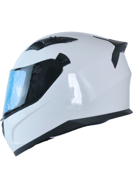Motosiklet Kask Ece 22.R06 Double Vizörlü Full Face Motor Kaskı White