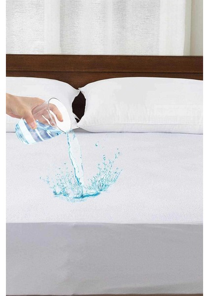 200X200 cm Çift Kişilik Battal Boy Fitted Geçmeli Sıvı Geçirmez Alez Pamuklu Yatak Koruyucu