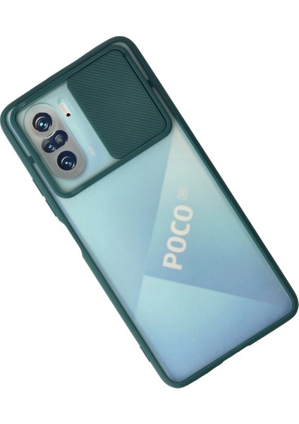 Xiaomi Poco F3 Kılıf Palm Buzlu Kamera Sürgülü Silikon - Yeşil Bstmy