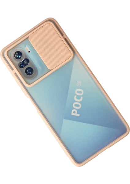 Xiaomi Poco F3 Kılıf Palm Buzlu Kamera Sürgülü Silikon - Pembe Bstmy