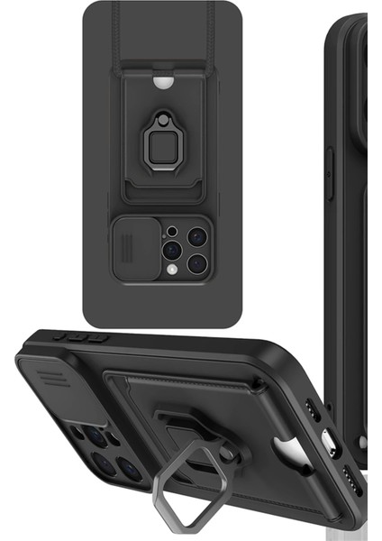 Iphone 15 Pro Kılıf Zuma Kartvizitli Yüzüklü Silikon - Siyah Bstmy
