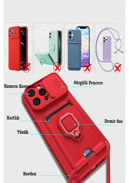 Iphone 15 Pro Kılıf Zuma Kartvizitli Yüzüklü Silikon - Siyah Bstmy