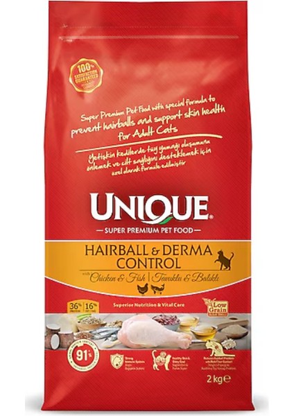 Hairball & Derma Control Tavuklu ve Balıklı 2 kg Yetişkin Kedi Maması