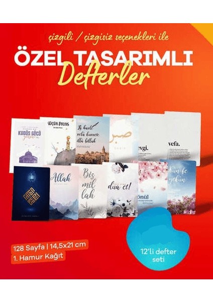 Özel Tasarımlı 12’li Defter - Çizgili