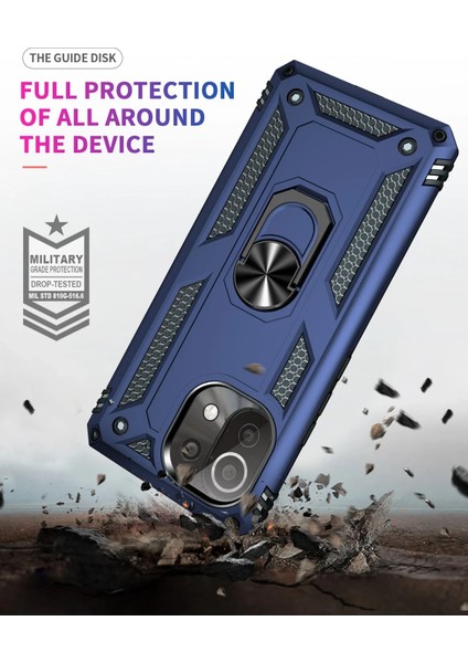 Xiaomi Mi 11 Lite Kılıf Sofya Yüzüklü Silikon Kapak - Lacivert Bstmy