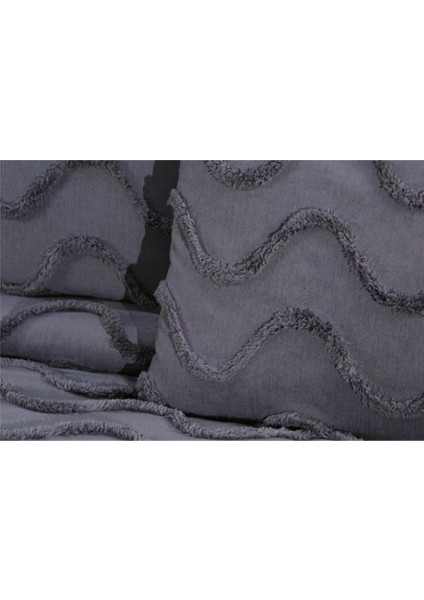 Sarmaşık Model 3 Parça Antrasit Rengi 1 Yatak Örtüsü (240x250 cm) + 2 yastık kılıfı (50x70) cm