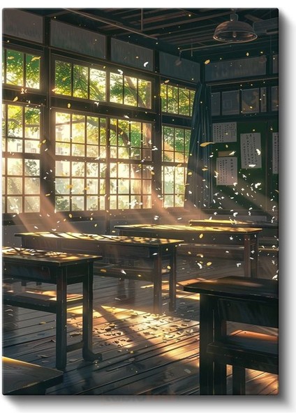 Nostaljik Sınıf - Gün Batımı Anime Kanvas Tablo fiyatları
