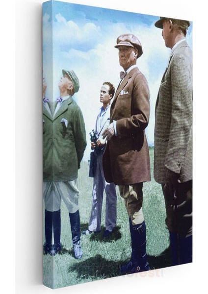 Kır Gezisi Atatürk - Kasket ve Çizme Detaylı Kanvas Tablo