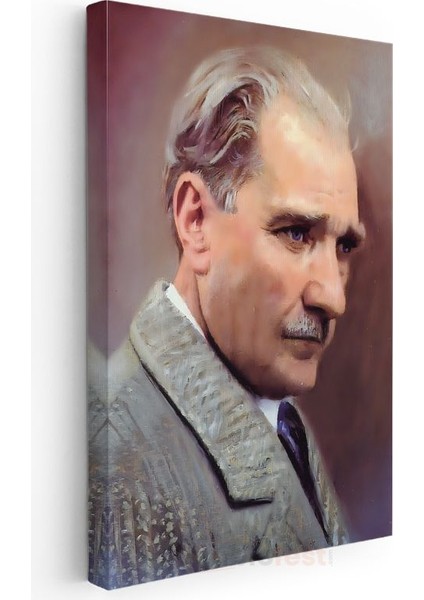 Sanatsal Atatürk - Pastel Tonlarda Profil Kanvas Tablo modelleri