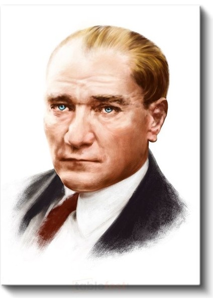 Sanatsal Atatürk - Beyaz Fonda Kırmızı Detaylı Kanvas Tablo fiyatları