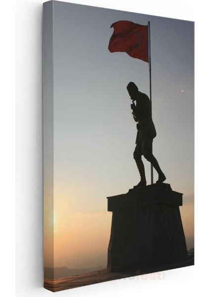 Atatürk Silueti - Gün Batımında Anıt Heykel Kanvas Tablo modelleri