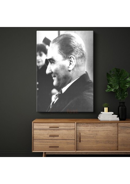 Profil Atatürk - Siyah Beyaz Portre Kanvas Tablo