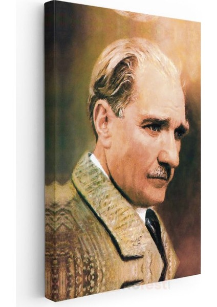 Profil Atatürk - Açık Renk Ceket Portresi Kanvas Tablo modelleri