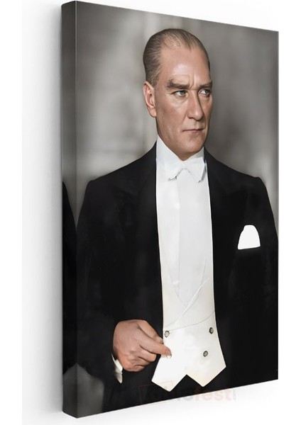 Smokinli Atatürk - Beyaz Yelek Detaylı Kanvas Tablo modelleri