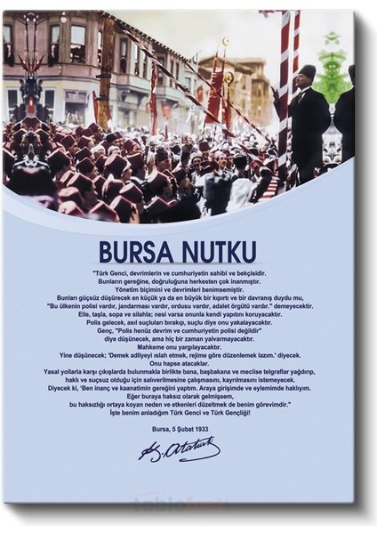 Bursa Nutku - Tarihi Konuşma Metni Kanvas Tablo