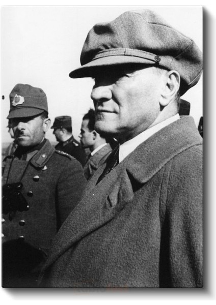 Kasketli Atatürk - Palto ve Profil Kanvas Tablo