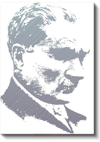 Modern Çizgi Atatürk - Mavi Beyaz Grafik Kanvas Tablo fiyatları