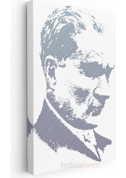 Modern Çizgi Atatürk - Mavi Beyaz Grafik Kanvas Tablo modelleri
