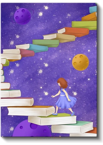 Kitap Merdiveni - Hayal Dünyasına Yolculuk Kanvas Tablo fiyatları