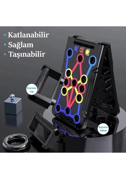 Şınav Çalışma Platformu Tahtası Aleti Fitness Spor Kondisyon Katlanabilir 13 In1 Şınav Barı