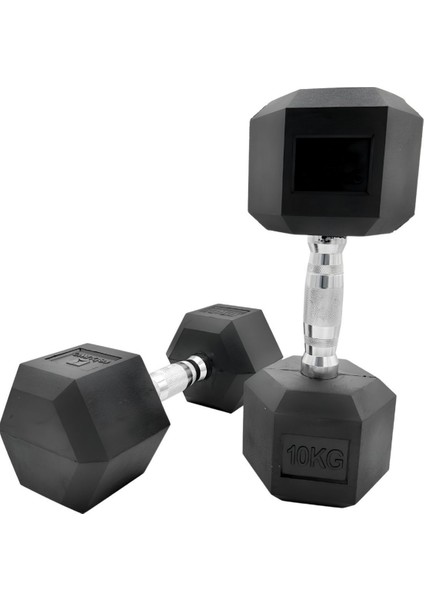 Hex Dambıl Kauçuk Altıgen Dambıl Hex Dumbbell 10 kg 1 Adet