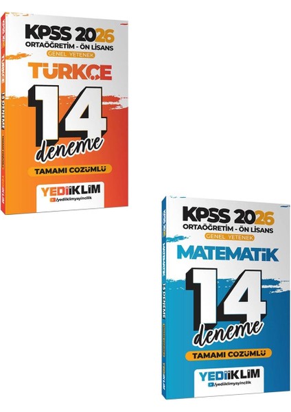 Yediiklim 2026 Kpss Ortaöğretim Ön Lisans Gy Türkçe Matematik Tamamı Çözümlü 14 Deneme Seti
