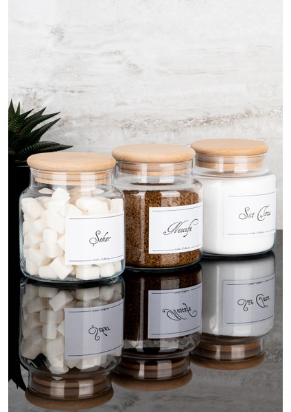 3'lü 500 ml Ahşap Vakum Kapaklı Filtre Şeker/nescafe/süt Tozu Etiketli Cam Kavanoz Seti fırsatları