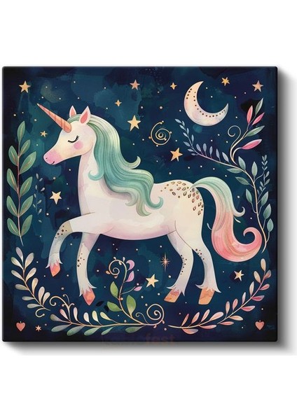 Gece Unicornu - Yıldızlı Gökyüzünde Büyülü Yolculuk Kanvas Tablo fiyatları