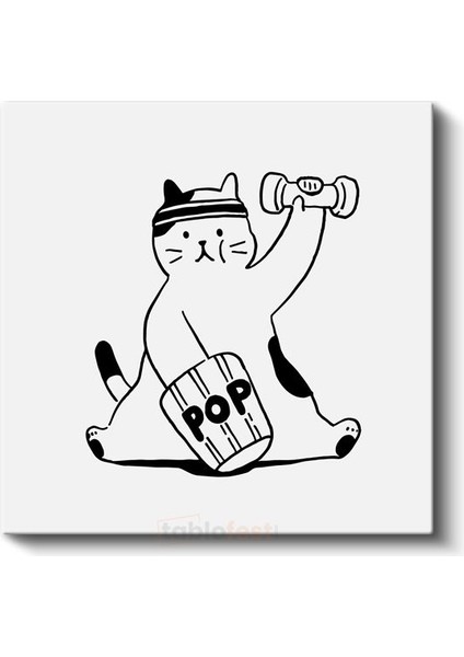 Sporcu Kedi - Sağlıklı Yaşam Kanvas Tablo fiyatları