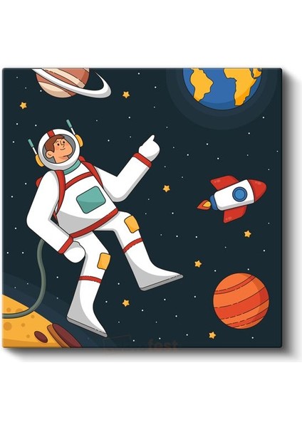 Uzay Kaşifi - Yıldızlar Arasında Astronot Kanvas Tablo fiyatları