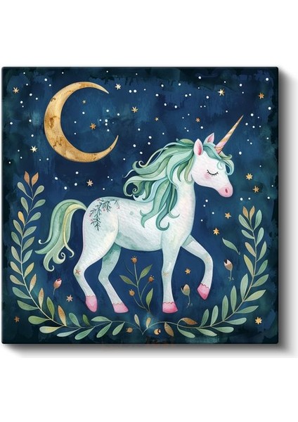 Gece Unicorn - Ay Işığında Sihirli Dostumuz Kanvas Tablo fiyatları