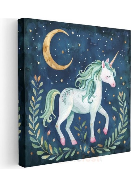 Gece Unicorn - Ay Işığında Sihirli Dostumuz Kanvas Tablo modelleri