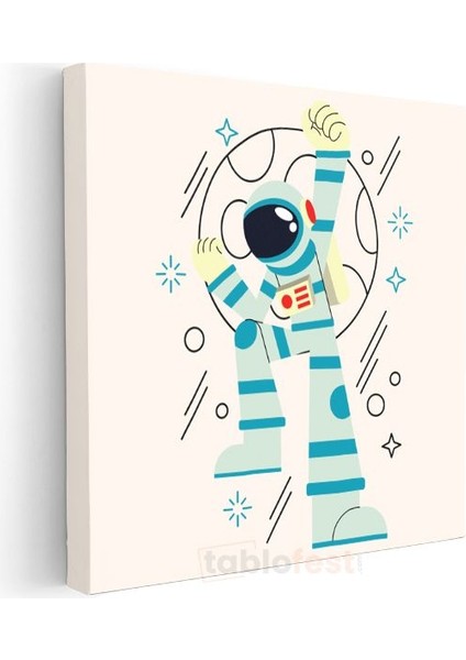 Minimalist Astronot - Mavi Uzay Yolcusu Kanvas Tablo modelleri