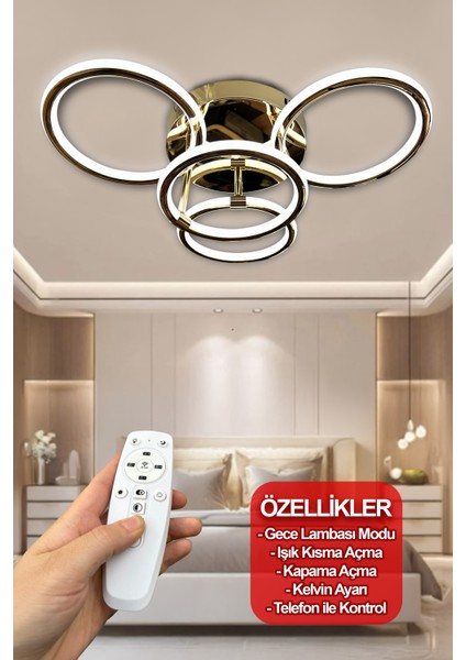 Exen Plafonyer Çift Ledli LED Avize 3+1