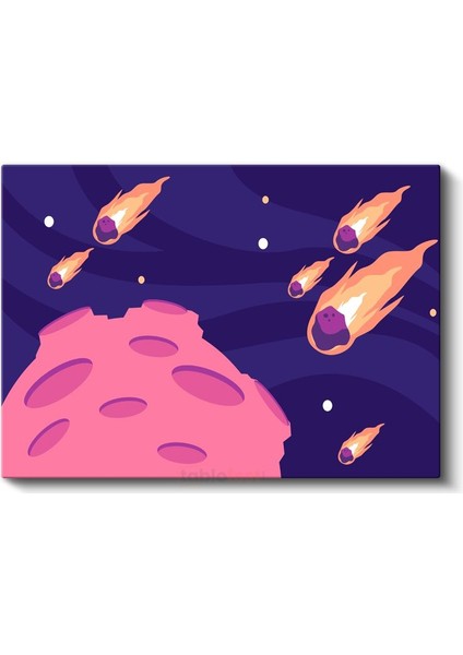 Uzay Macerası - Meteor ve Gezegen Temalı Kanvas Tablo fiyatları
