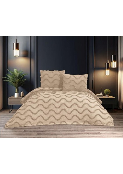Sarmaşık Model 3 Parça Cappuccino Rengi 1 Yatak Örtüsü (240x250 cm) + 2 yastık kılıfı (50x70) cm