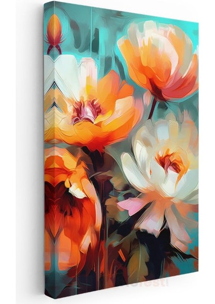 Turuncu Gelincikler - Modern Dijital Çiçek Sanatı Kanvas Tablo modelleri