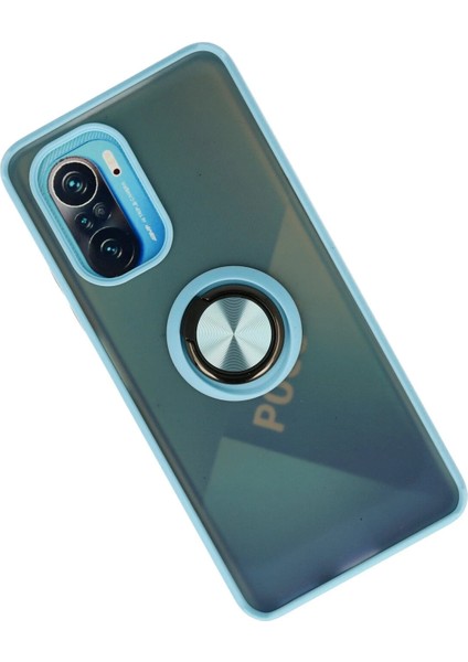 Xiaomi Redmi K40 Kılıf Montreal Yüzüklü Silikon Kapak - Buz Mavi Bstmy