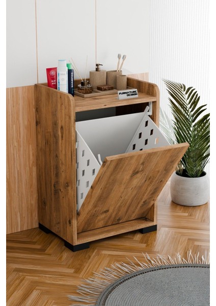 Solena Dekoratif Çamaşır Dolabı Düşer Kapak Çamaşırlık