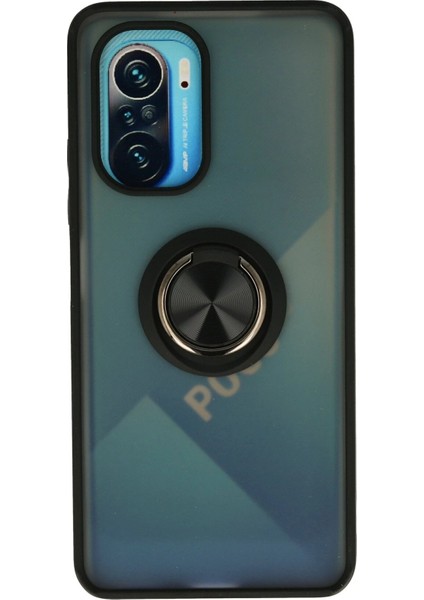 Xiaomi Redmi K40 Kılıf Montreal Yüzüklü Silikon Kapak - Siyah Bstmy