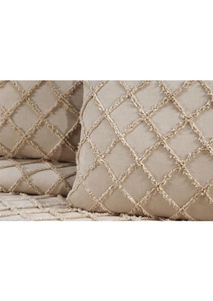 Baklava Model 3 Parça Cappuccino Rengi 1 Yatak Örtüsü (240x250 cm) + 2 yastık kılıfı (50x70) cm