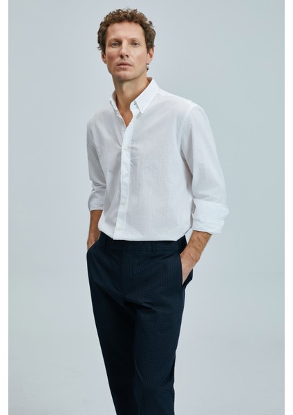 Lufian Ellery Erkek Basic Gömlek Regular Fit Beyaz