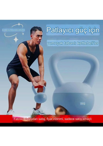 10 kg Soft Kettlebell Yumuşak Tabanlı Metal Kumlu Ses Yapmaz Darbeye Dayanıklı