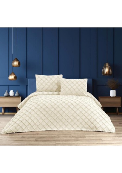 Baklava Model 3 Parça Krem Rengi 1 Yatak Örtüsü (240x250 cm) + 2 yastık kılıfı (50x70) cm