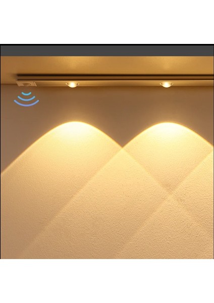 Hareket Sensörlü - Dekoratif Gece Lambası - USB Şarjlı LED Slim Armatür Aydınlatma 30 cm Beyaz Kasa