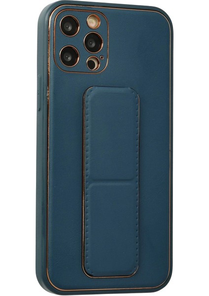 Iphone 12 Pro Kılıf Coco Deri Standlı Kapak - Mavi Bstmy