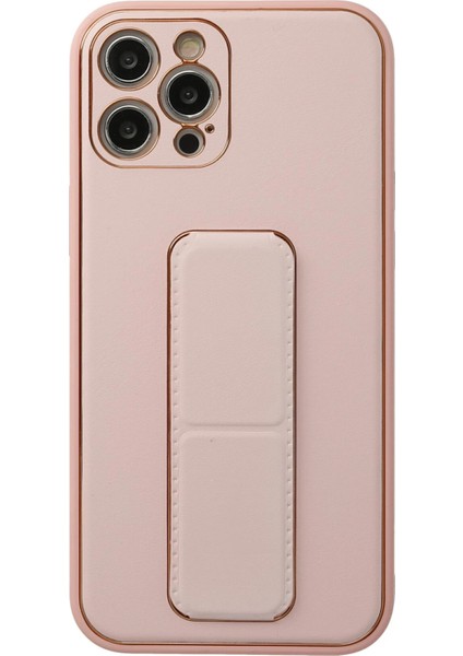 Iphone 12 Pro Kılıf Coco Deri Standlı Kapak - Pembe Bstmy