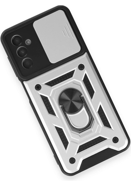 Samsung Galaxy M14 5g Kılıf Pars Lens Yüzüklü Silikon - Gümüş Bstmy