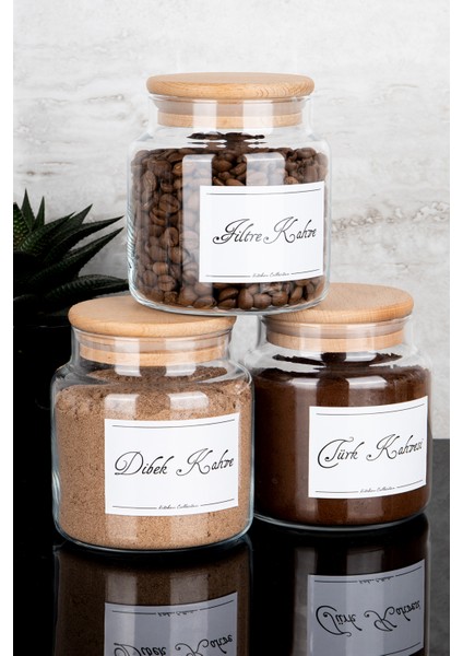 3'lü 500 ml Ahşap Vakum Kapaklı Filtre Kahve Dibek Kahvesi Türk Kahvesi Etiketli Cam Kavanoz Seti fırsatları