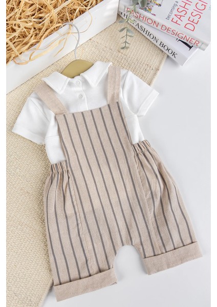 Erkek Bebek %100 Pamukyazlık Salopet Tulum Set